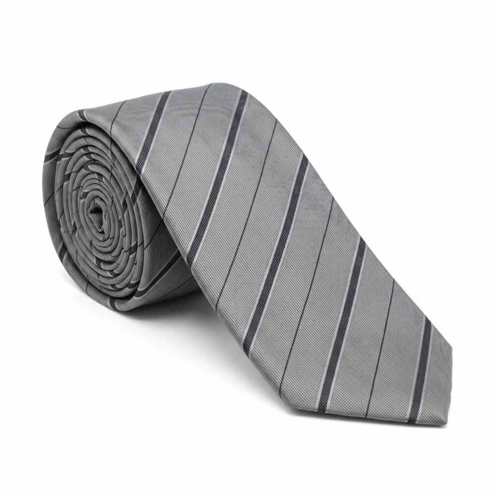 Emporio Armani Gray Silk Stripe Tie